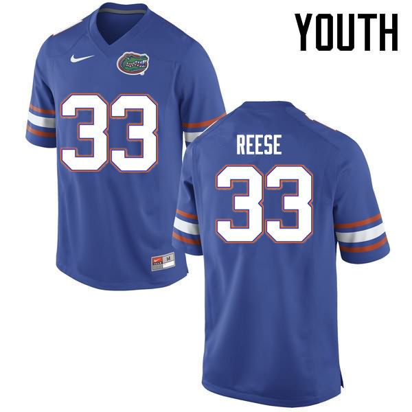 NCAA Florida Gators David Reese Youth #33 Nike Blue Stitched Authentic College Football Jersey DWC3064QL